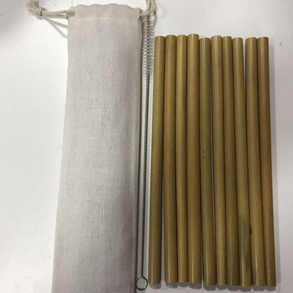 BAMBOO DRINKING STRAWS - Set of 10